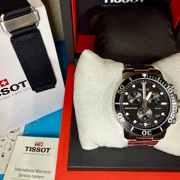 Tissot Seastar Chronograph Date Designer Dive Mens Watch - Picture 7 of 7